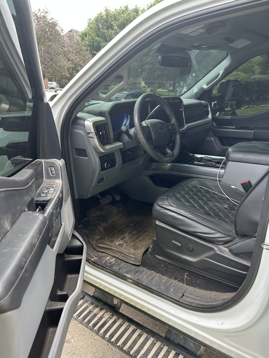 Before interior detail white truck